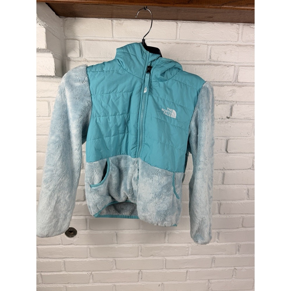 THE NORTH FACE GIRLS' OSO Zip Hooded Turquoise JACKET Sweater Sz 10/12